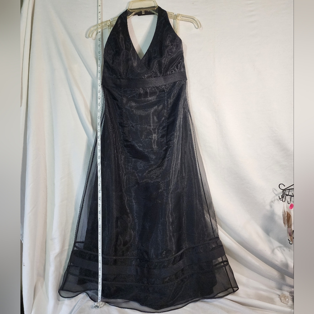 David's Bridal Elegant Black Halter Dress